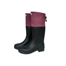 【帝展】D3 系列 - 後束口設計 - 可摺式登山雨鞋 莓紫/灰/綠 (附厚底乳膠鞋墊!), 莓紫,25公分
