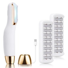 CEVEK Sonic Dermaplane 여성용 면도기 얼굴용 더마플래닝 도구 얼굴 제모 소닉 엣지 기술 교체 가능한 블레이드 16개가 있는 피치 퍼즈 핑크 277386, 화이트, 1