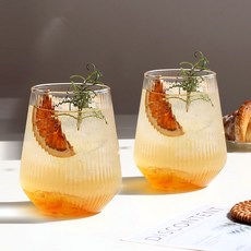 홈카페 데일리 슈에뜨 주름 컵, 플리츠 언더락 420ml, 2개