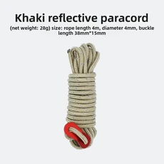 4MM 두꺼운 가이 로프: 야외 캐노피 방풍 로프 지지대 고정 로프 조절기가 있는 4m 반사 텐트 캠핑 로프, 05 Khaki 10 pack