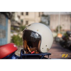 P&J 捷寶 騎士部品 Faith retro 內置墨鏡 復古 3/4 安全帽 淺水泥灰, 復古消光黑色,S