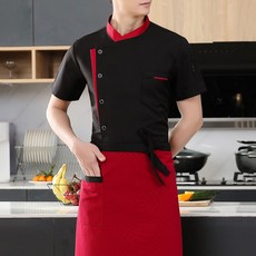 인어미남 남녀 공용 여름 셰프 작업복 심플하고 통기 카고 편안한 조리복