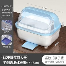 LX 麥芽黃特大號 半翻蓋瀝水碗櫃(7-8人), 破損包補 寧靜藍, 小號升級款, 1個