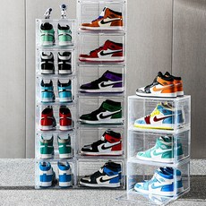 자석식 투명 신발 수납박 대형 스니커즈 고강도 쌓을 수 있는 정리함, 8개