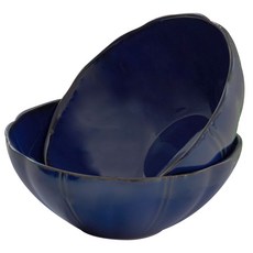 로얄포드 오븐 전자레인지 식기세척기 사용 가능 코지 면기 그릇 세트, 1세트, 코발트 블루 2P