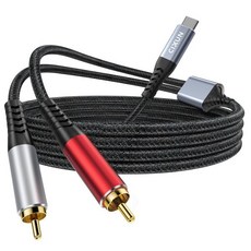 USB C에서 이중 RCA 수컷 오디오 케이블 32비트384킬로헤르츠 타입 출력 스테레오 C 스피커 어댑터 전력 증폭기 믹서 콘솔 6.5피트, 6.5FT