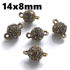 원형 자석 연결 걸쇠 비즈 라인석 참 펜던트 DIY 커플 마그네틱 버클 쥬얼리 팔찌 14mm 16mm 5 세트, 03 style5