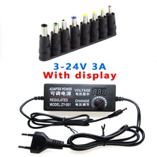 범용 충전기 전원 어댑터 공급 5V 12V 24 AC DC 변압기 220V 장치 조정 가능 볼트, 03 3V - 24V 3A, 02 With 8Pcs DC Connect, 02 US Plug, 1개