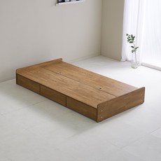 라로퍼니처 미쉘 고무나무 원목 3서랍 수납 침대 SS / Q 프레임, 월넛