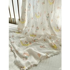 대나무 섬유 담요 여름용 소프트 쿨링 용, 1개, 이중층 달 유니콘