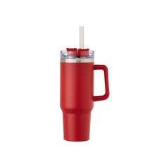 LONGGU 텀블러 1200ml 대용량 손잡이 와 빨대가 있는 스텐 내병 텀블러, 5개, 레드