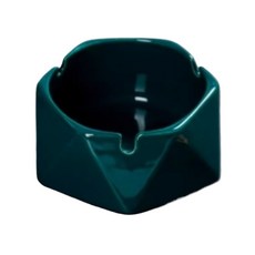 湖水綠幾何造型陶瓷菸灰缸 現代簡約桌面擺飾, 純墨綠色, 1個