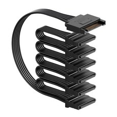 6 웨이 Sata 전원 분배기 케이블 HDD SSD 광학 드라이브용 15핀 SATA - 6 전원 커넥터 공급 연장 케이블, 사타 전원 분배기 케이블 6구 15핀 사타에서 6구로