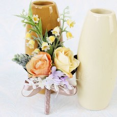 Esme 結婚胸花 婚禮嘉賓胸花 仿真花設計, 溫暖橘, 1個
