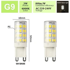 에너지 절약 옥수수 전구 G9 E14 AC 220V 3W 슈퍼 브라이트 스트로브 없는 따뜻한 백색광 할로겐 램프 교체, 15 G9 3W 4000K hyaline, 01 2pcs