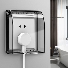 加高加大插座防水罩，適用於衛生間浴室、漏電開關、熱水器保護蓋, 1個, 86常規款黑透明【4釐米厚】