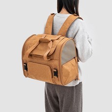 반려동물 3면통풍 가로백팩형 이동가방, 1개, 갈색