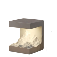 山景造型夜燈 臥室床頭燈 創意裝飾擺件 療癒系夜間照明, 白色