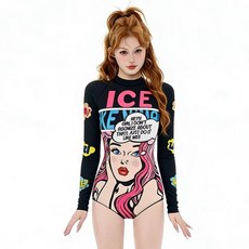 新款連體泳衣女夏帶胸墊長袖防曬速幹游泳衝浪浮潛水服游泳衣