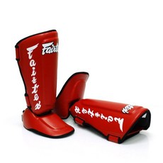 FAIRTEX 散打 MMA 皮革護腳脛 ShinGuards - 紅色 (M L XL), 1個, XL號