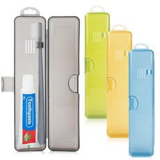 Lomgwumy 여행용 칫솔 홀더 칫솔과 치약을 휴대할 수 있는 휴대용 여행용 칫솔 케이스 휴대가 편리함 여행 가정 및 학교에 적합 (4개 옐로우 그레이 블루 그린, 4, 옐로우, 그레이, 블루, 그린