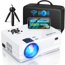 Wi-Fi 및 양방향 블루투스가 있는 네이티브 1080P 프로젝터 야외 영화용 풀 HD 영화 프로젝터 300인치 디스플레이 프로젝터 4k 홈 시어터 iOS/안드로이드/PC, Wi-Fi 및 양방향 블루투스가 있는 네이티브 1080