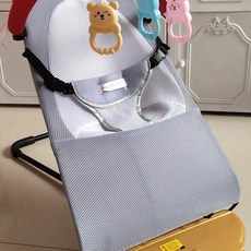 흔들의자 접이식 흔들침대 흔들요람 신생아흔들침대, 신형 음악형+그레이 더블 메쉬+사계절