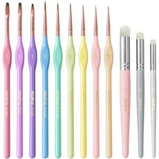 닉프로 10개 미세 디테일 페인트 브러시 세트 미적 파스텔 소형 미니어처 섬세한 끝 키트 아크릴 유화 수채화 공예 모델 암석 페인팅 숫자별, 12 PCS