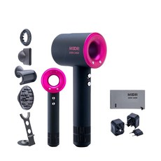 MIDORI美多莉 全球通 高風速溫控負離子吹風機 國際電壓 出國必備, 曜黑色, 全配收納組