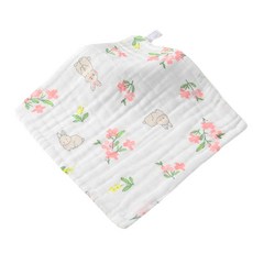 KIDS PARK嬰兒紗布手帕3入組 純棉柔軟吸水寶寶洗臉巾 新生兒口水巾 卡通圖案多用途紗布巾