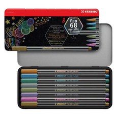 STABILO 德國 思筆樂 Pen 68 metallic 金屬色系彩色筆 鐵盒 8色, ST6808/8-32, 1個