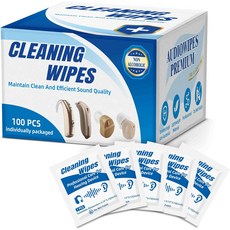 보청기 청소 물티슈 100개 개별 포장 오디오 토울렛 도구 키트 앰프 이어몰드 이어버드 이어왁스에 적합한 액세서리 공급