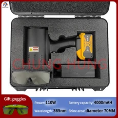 110W UV 라이트 자동차 페인트 필러 퍼티 차체 수리 검사 도구 F707030A (자동차 차체 작업 및 페인트 검사, 01 노란색, 02 Australian plug, 02 One battery pack, 1