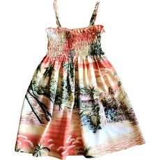 RJC 여아용 파라다이스 섬 서핑 스모크 하와이안 선드레스 선드레스. 주황색.