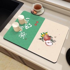 硅藻泥廚房吸水墊 餐桌墊 碗盤瀝水墊, 1個, 平安喜樂-SGBY,30*40釐米 硅藻泥