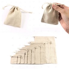 린넨 광목 면사 무지 끈 조임 주머니 조임끈 스트링 복조리 파우치 스트링끈 소품 더스트백 미니 복주머니 끈주머니 소형 선물 구디백 기프트백 베이지 면주머니 면포 마주머니, B_10x12cm