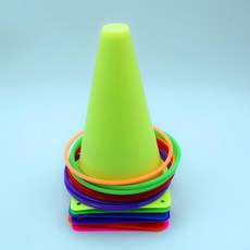 套圈教具 標誌桶套圈 英語教具 套圈圈環 英語課堂遊戲 教師教具 上課用, 1個, 3套桶10個圈
