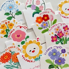 미니 꽃 일러스트 메시지카드 9종 세트, 9개, 혼합색상