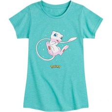 하이브리드 애패럴 포켓몬 스타리 미우 유소년 여자용 반팔 그래픽 티셔츠 사이즈 소형 터키색, 하이브리드 애패럴 포켓몬 스타리 미우 유소년 여자용 반