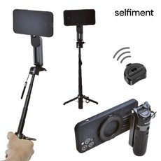 셀피먼트 3in1 멀티포드 스마트폰 맥세이프 삼각대 셀카봉 카메라그립 무선 리모컨 거치대, 블랙