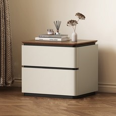 모던 원목 침대 협탁 고급스러운 감성 수납형 침실 사이드테이블 조립이 필요 없는 프리미엄 가구, 1개, 크림 아이보리