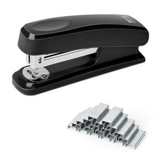 MoonGoon M&G 1000개의 스테이플이 있는 탁상용 스테이플러 책상용 25장 용량 사무실 걸림 없음 사용하기 쉬움 학교 홈 오피스 용품용 휴대용 기본 스테이플러(블, 블랙