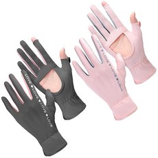 Hercicy 여성용 자외선 차단 여름 운전 장갑 2쌍 풀 핑거 터치 스크린 미끄럼 방지 장갑 핑크 다크 그레이 298626