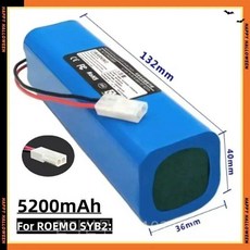 충전식 리튬 이온 배터리 Lydsto R1 Viomi S9 Roidmi Eve Plus Neabot Q11 ROEMO SYB2 로봇 진공 청소기, For ROEMO 5.2AH
