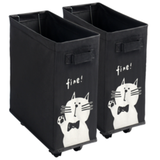 고양이 틈새 이동식 접이식 수납바구니, 2개, 블랙