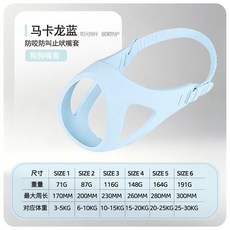 寵物狗嘴套 透氣防咬 可調節 防亂吃 狗狗口罩 升級款, 1個, 馬卡龍藍 1號