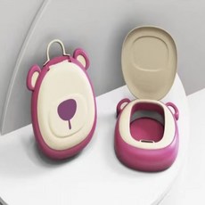 哩哩摳摳兒童馬桶 學習馬桶 幼兒馬桶 寶寶馬桶 小馬桶學習便器 兒童便座, 旋轉馬桶小熊(粉色)