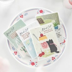 그린나무 A7 투명 PVC 투명커버 귀여운 미니노트 학습 플래너 휴대용 수첩 시리즈 6종(4P 1SET), 1세트, 옵션 1번 뚱냥이의 디저트