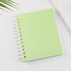 스프링 포토앨범 25매 양면 사진 보관 접착식 사진첩, 라이트그린