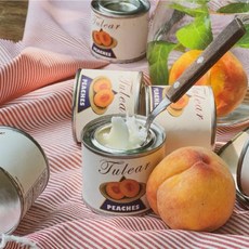 水果蠟燭罐頭（水蜜桃）可愛造型香氛蠟燭，居家裝飾，甜蜜果香，持久香氛, 1個